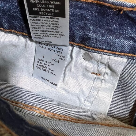 Levi Signature Heritage High Rise Women W28 Cut Off Stretch Denim Blue Short (O) - Picture 8 of 8